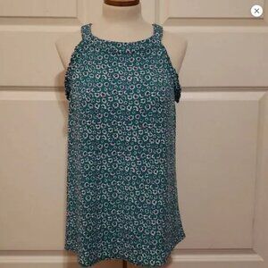 Fortune + Ivy Womens Dayce‎ Halter Knit Tank Top Green Floral Size Small